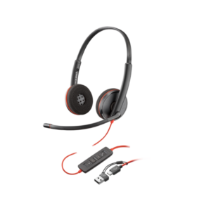 Poly Blackwire 3220 Stereo USB-C Headset +USB-C/A Adapter