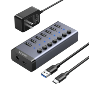 UGREEN USB-C to 7-Port USB-A 3.0 Hub (with 12V DC Power)
